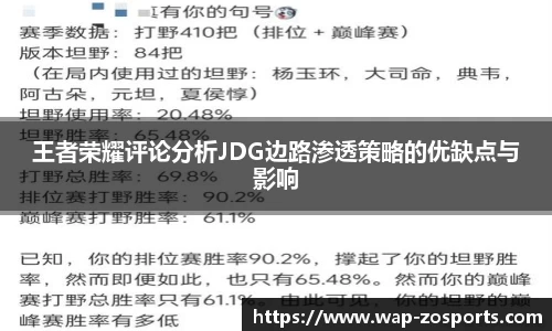 王者荣耀评论分析JDG边路渗透策略的优缺点与影响